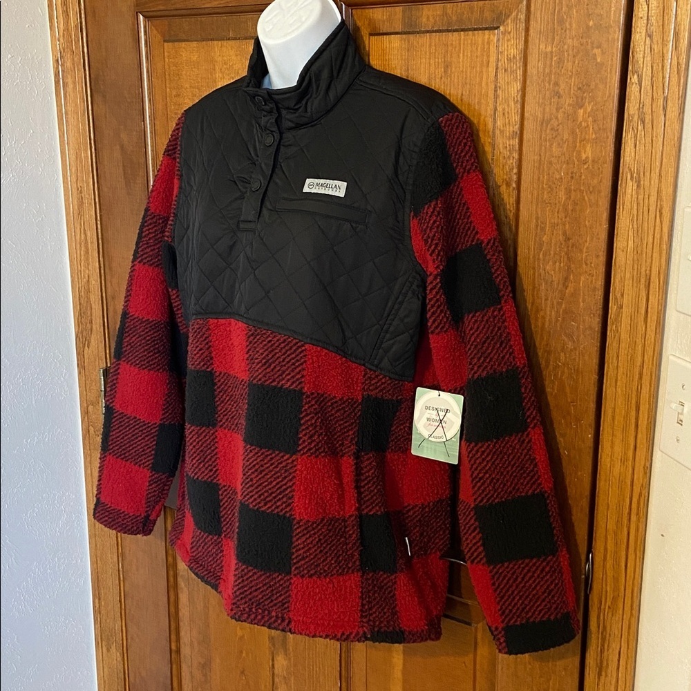 Magellan Outdoors pullover quilted-overlay fleece outdoor wear New Size Large - Picture 4 of 13
